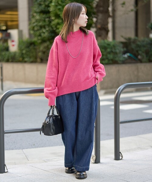 セール】フラッフィーモックネック ウォッシャブルニット（WEB限定