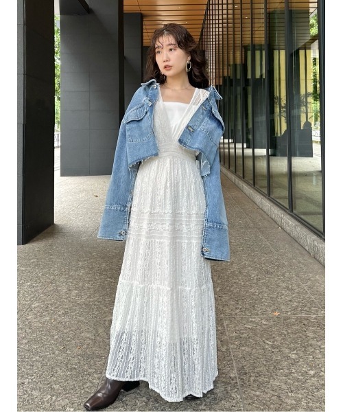 FRAY I.D（フレイアイディー）の「ティアードレースワンピース