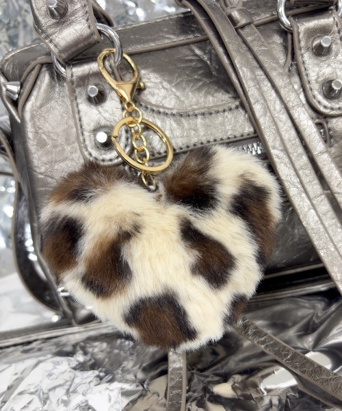 MASHIRO】レオパードモチーフカラーエコファーバッグチャーム/ヒョウ柄