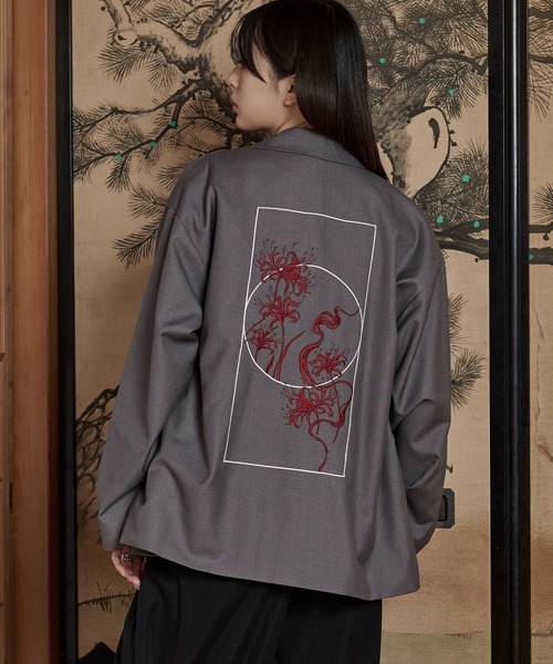 彼岸花刺繍テーラードジャケット（テーラードジャケット）｜狐独