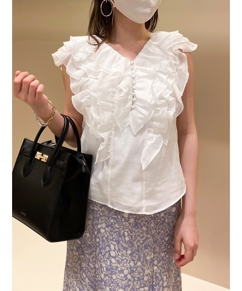 SNIDEL（スナイデル）の「バックデザインフリルブラウス（シャツ