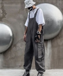 オールインワン・サロペット（グレー/灰色系・サテン）ファッション