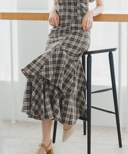 セール】2025秋冬新作 ランダムフレアチェックスカート（スカート