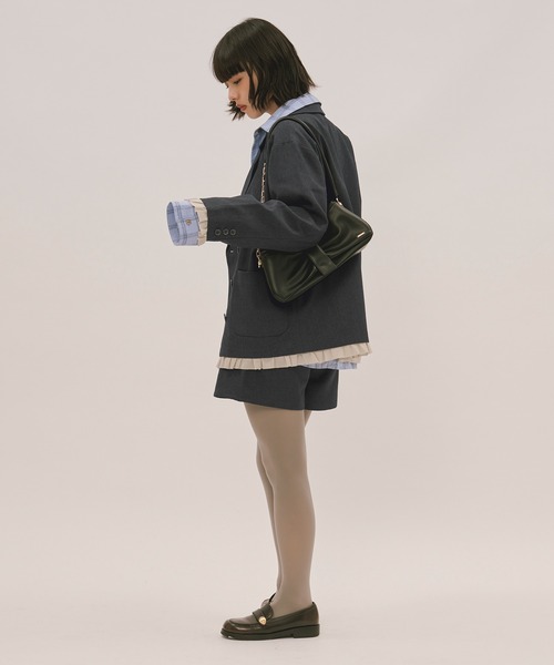 loin nuit ロワンニュイ フリルレイヤードデザインジャケット ネイビー