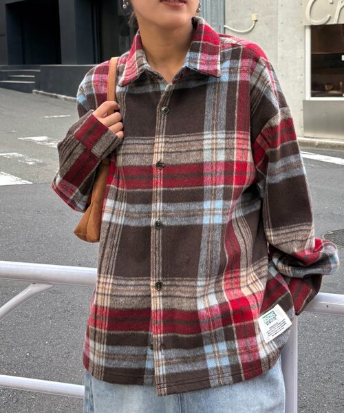 セール】【DISCUS】シャギーチェックシャツジャケット（シャツ