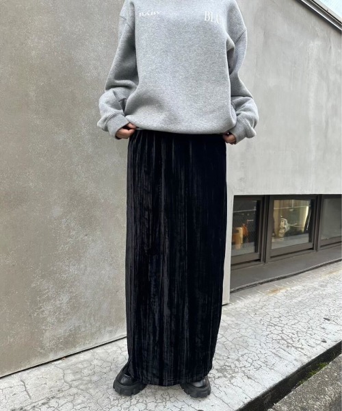 LIENCOEUR（リアンクール）の「ベロアストライプロングスカート
