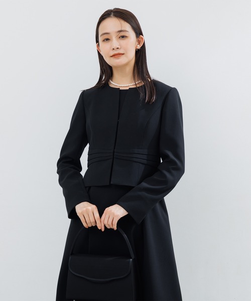 WEB限定】【喪服】【洗える】ノーカラー＆フレアワンピース ブラック