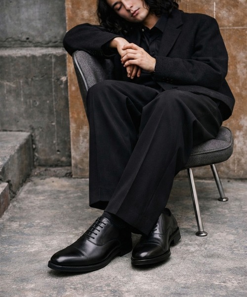 牛革 内羽根 ストレートチップ ビジネスシューズ / 3cmヒール / 軽量