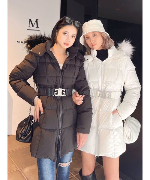 セール】SymmetryGYDAベルト付きロングダウンコート（ダウンジャケット