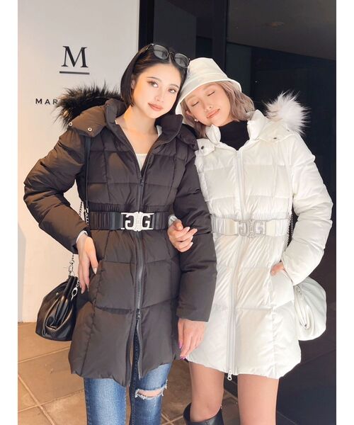 セール】SymmetryGYDAベルト付きロングダウンコート（ダウンジャケット