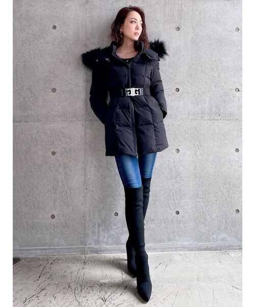 セール】SymmetryGYDAベルト付きロングダウンコート（ダウンジャケット