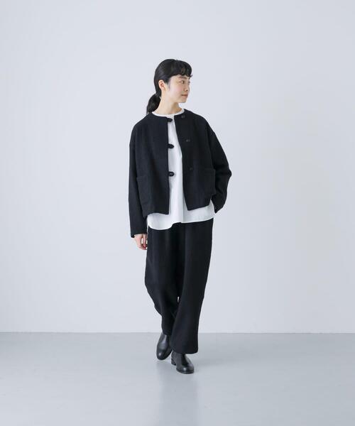 かぐれ（カグレ）の「ウールクルーネックジャケット（ノーカラー