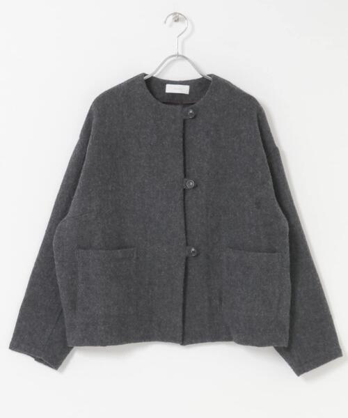 かぐれ（カグレ）の「ウールクルーネックジャケット（ノーカラー