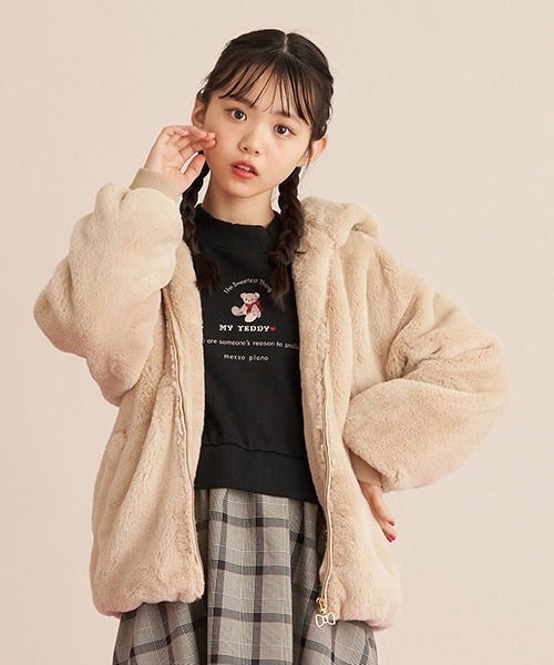 mezzo piano Junior（メゾピアノジュニア）の「耳つきファーブルゾン