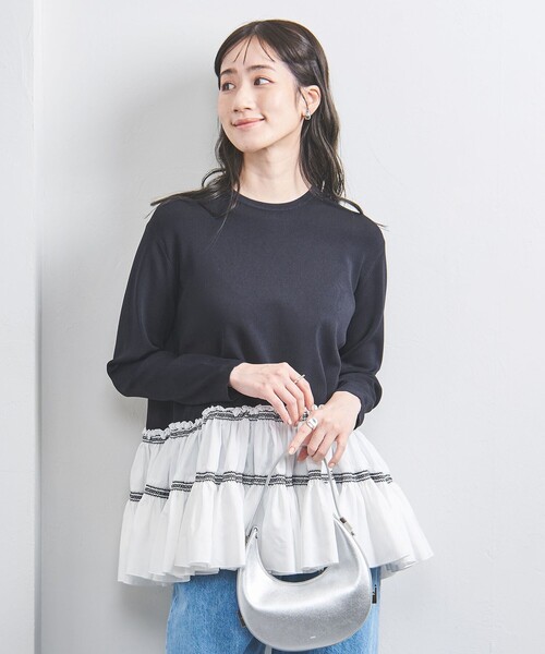 UNITED ARROWS エンブロ ティアード コンビニット ネイビー UNITED