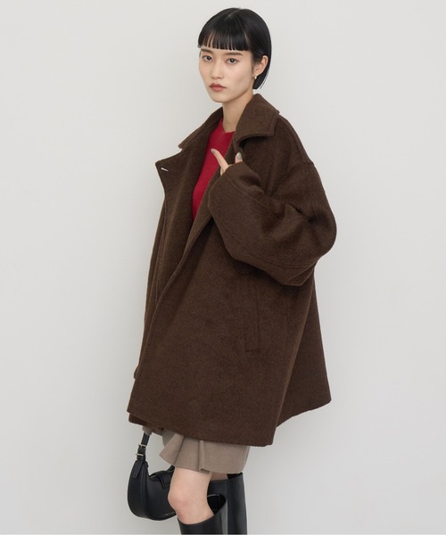 セール】【NOGLE/ノグル】ウールモヘアシャギーミドルオーバーコート