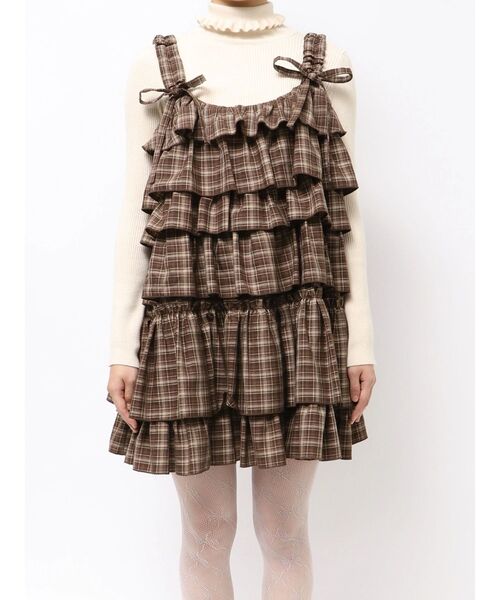 チェックホイップクリームミニワンピース（ワンピース）｜merry jenny