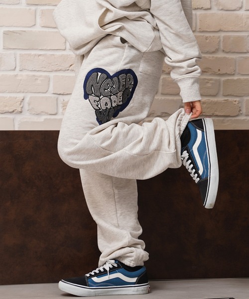 セール】ハート サガラ刺繍 スウェットパンツ【セットアップ 可能