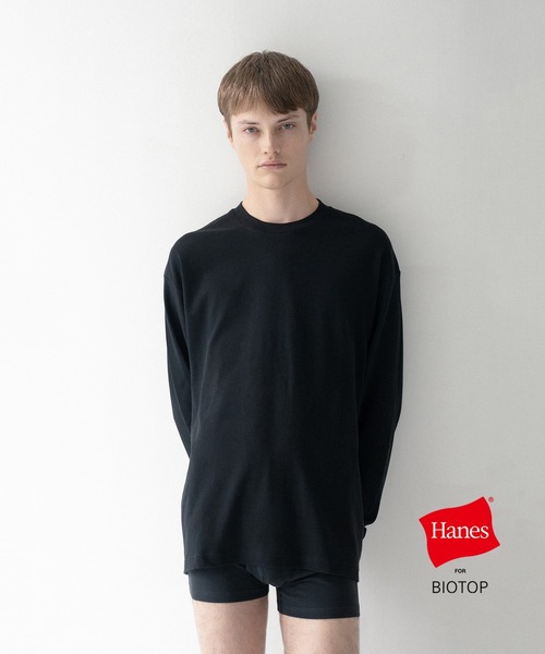 Hanes for BIOTOP】 Comfort Crew Neck Pullover with Thumbhole EX（T