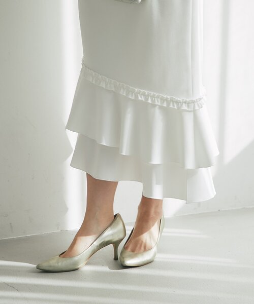 セール】【今すぐお届け！・美シルエット】アシメラッフルジャージ