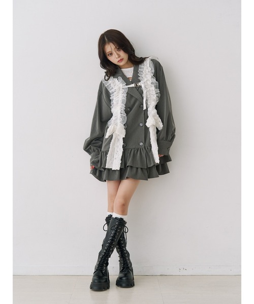 jouetie（ジュエティ）の「ヘムフリルトレンチミニワンピース