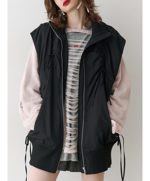 セール】ギャザーリボンMA-1ベスト（ダウンベスト）｜jouetie