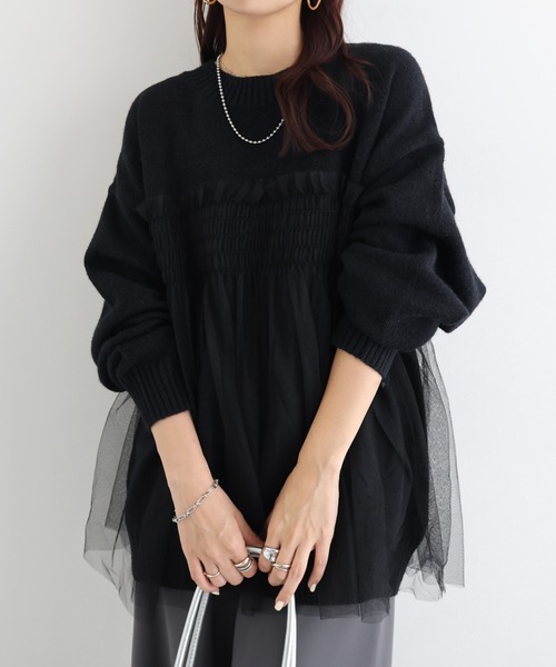 新色追加】チュールドッキングビスチェ風ニットトップス（ニット