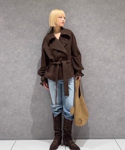 MICHIXSLY F/SUEDE S/TRENCH ミチスライフェイクスウェードショート