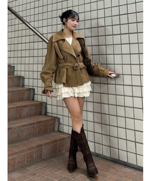 MICHIXSLY F/SUEDE S/TRENCH ミチスライフェイクスウェードショート
