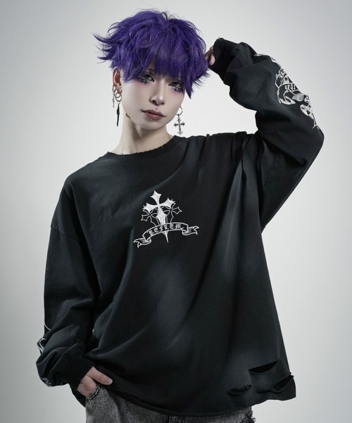 REFLEM/レフレム』クロス刺繍L/S Tee/ロングスリーブカットソー（T