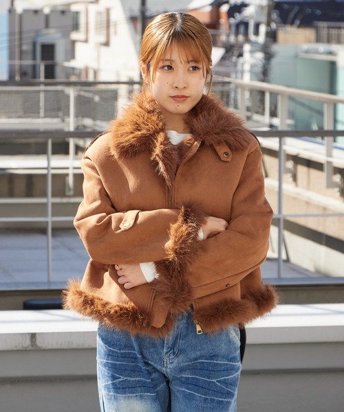セール】Chin Strap Faux Fur Jacket / チンストラップ フェイクファー