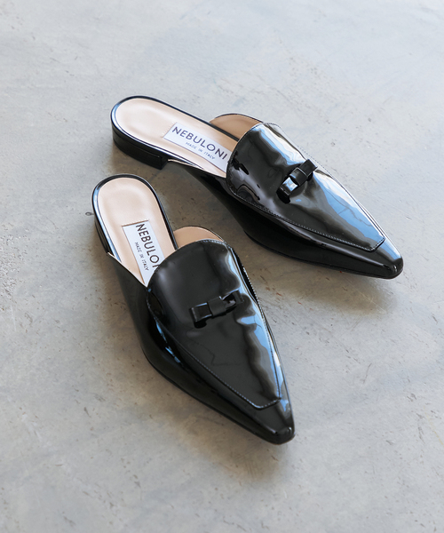 セール】NEBULONI E. （ネブローニ）Pink Ribbon Patent ミュール