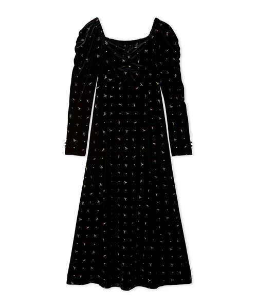 LILY BROWN（リリーブラウン）の「エンブロイダリーベロアワンピース