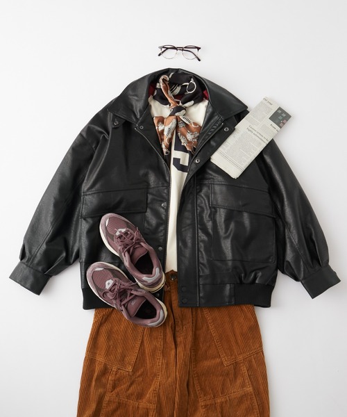 比翼デザインヴィンテージライク オーバーサイズブルゾン MONO-MART