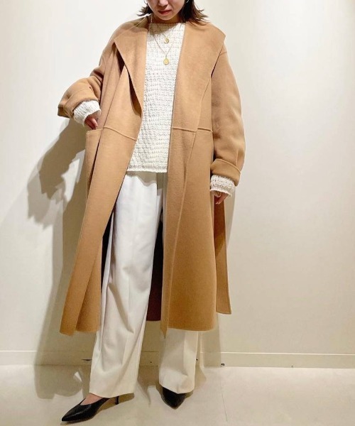 BABYLONE（バビロン）の「リバーロングコート（ノーカラーコート