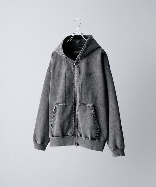 セール】【CLEL】Heavy Weight Logo Embroidered Full-Zip Hoodie