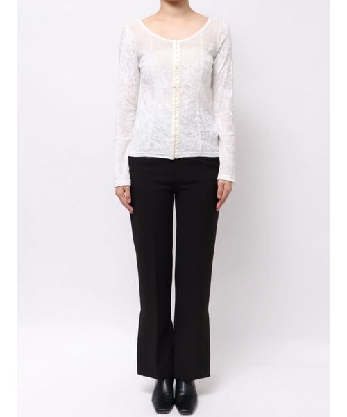 2WAYシアーベロアホックデザイントップス（Tシャツ/カットソー