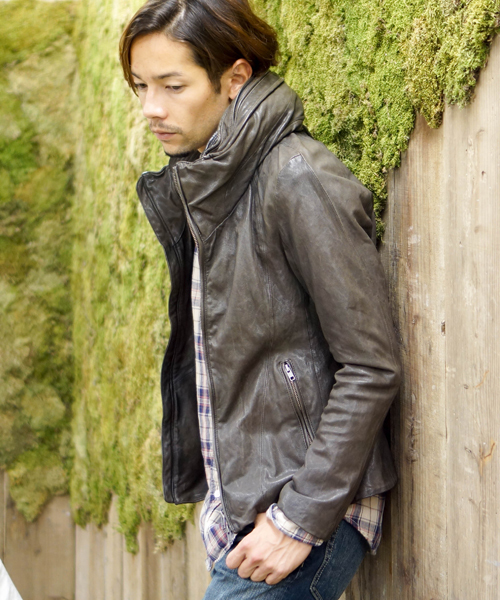 goa（ゴア）の「ゴートレザークロゼットフードジャケット（ライダース