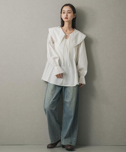 セール】ビッグカラーカフスプリーツブラウス（シャツ/ブラウス