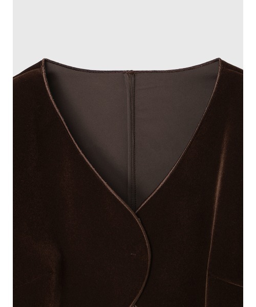 ニュアンスウェーブベルベットジャケット（ノーカラージャケット