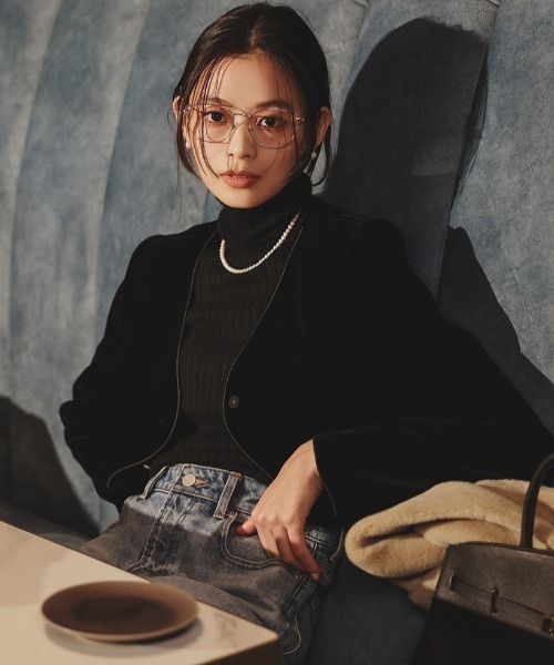 ニュアンスウェーブベルベットジャケット（ノーカラージャケット