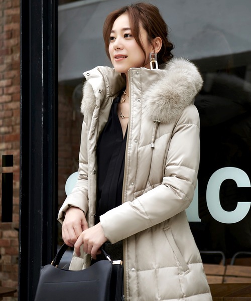 フォックスファー付きダウンコート ｜ レディース アウター 羽織 体型