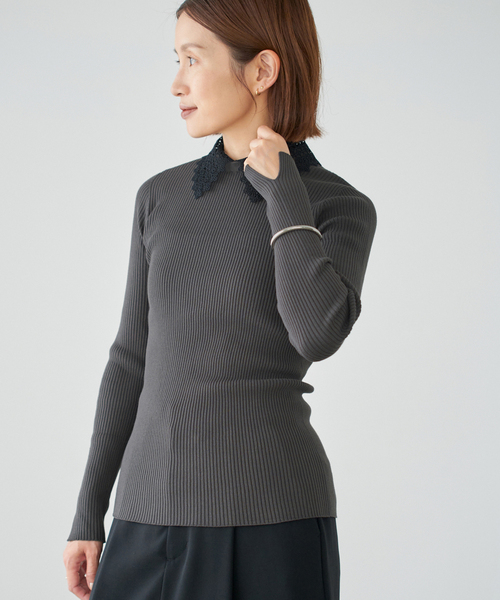 IENA（イエナ）の「レース襟 RIBホールガーメントプルオーバー（ニット