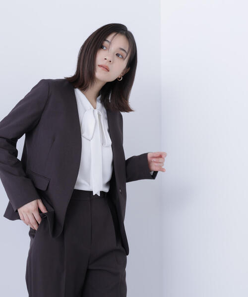 セール】◇パウダリーツイルセットアップシリーズ ノーカラー