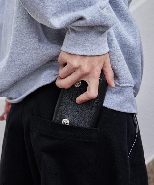 CALEE/キャリー SILVER STAR CONCHO FLAP LEATHER HALF WALLET