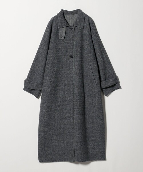 セール】リバー ステンカラー ロングコート/ヘリンボーン（ステン