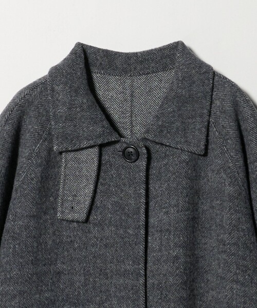 セール】リバー ステンカラー ロングコート/ヘリンボーン（ステン
