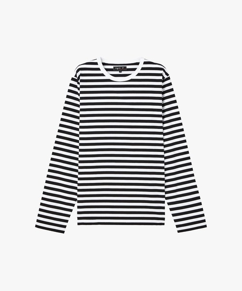 メンズ 細ボーダー コットン 長袖 Tシャツ 'Coulos'（Tシャツ