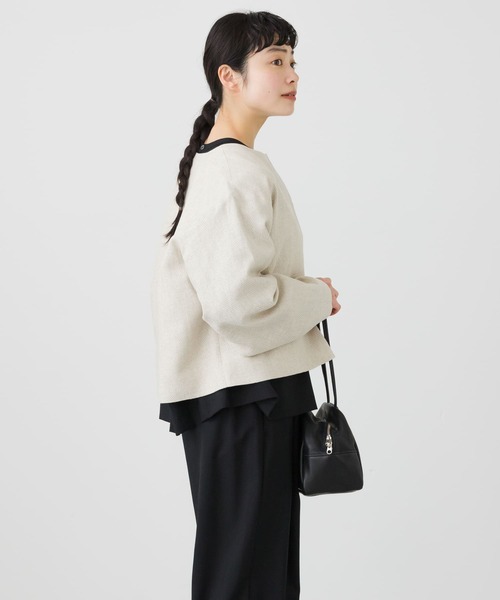 かぐれ（カグレ）の「リネンヘリンボンノーカラージャケット（ノー