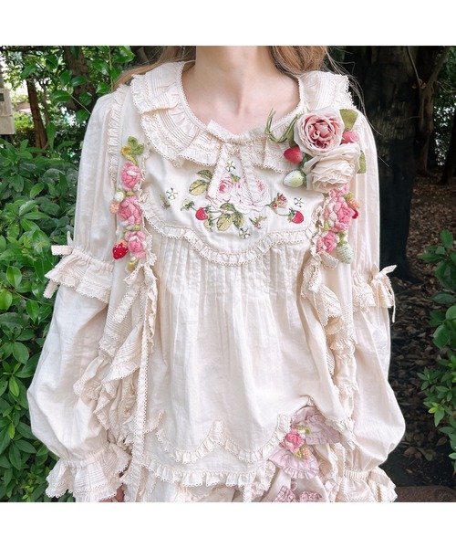 PINK HOUSE（ピンクハウス）の「Berry Rose刺繍入りブラウス（シャツ